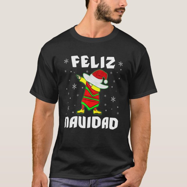 T-shirt Feliz Navidad Père Noël Sombrero Famille mexicaine (Devant)