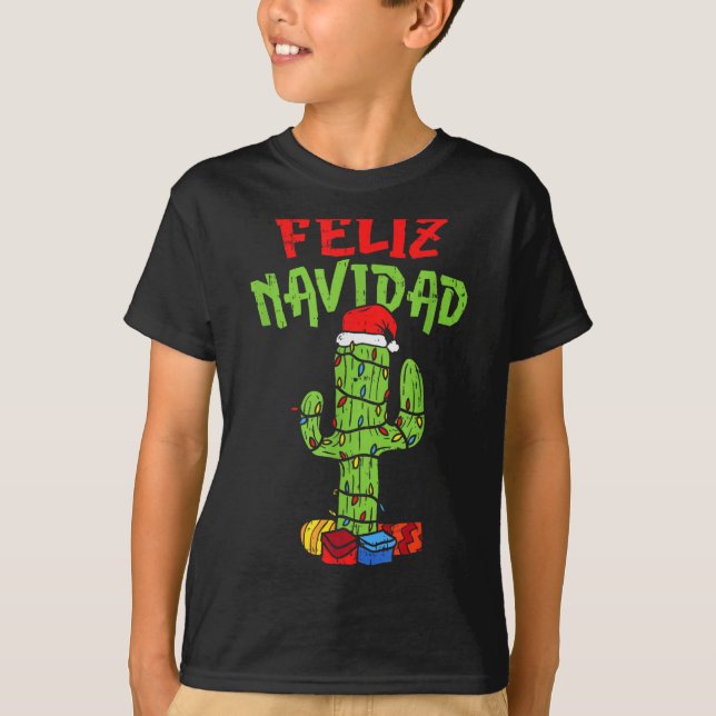 T-shirt Feliz Navidad Shirt Mexican Christmas Cactus Xmas  (Devant)