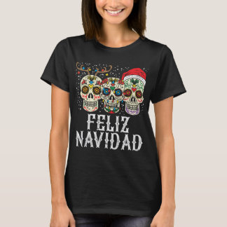 T-shirt Feliz Navidad Sugar Skuls Reindeer Père Noël Fun C