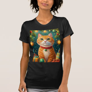 T-shirt Feliz navidad te desea el gato naranja