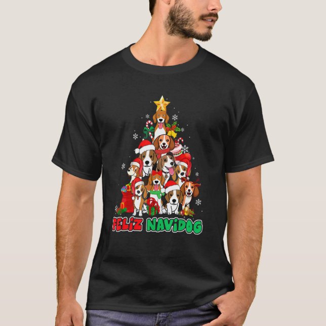 T-shirt Feliz Navidog Feliz Navidad Chien Beagle de Noël (Devant)