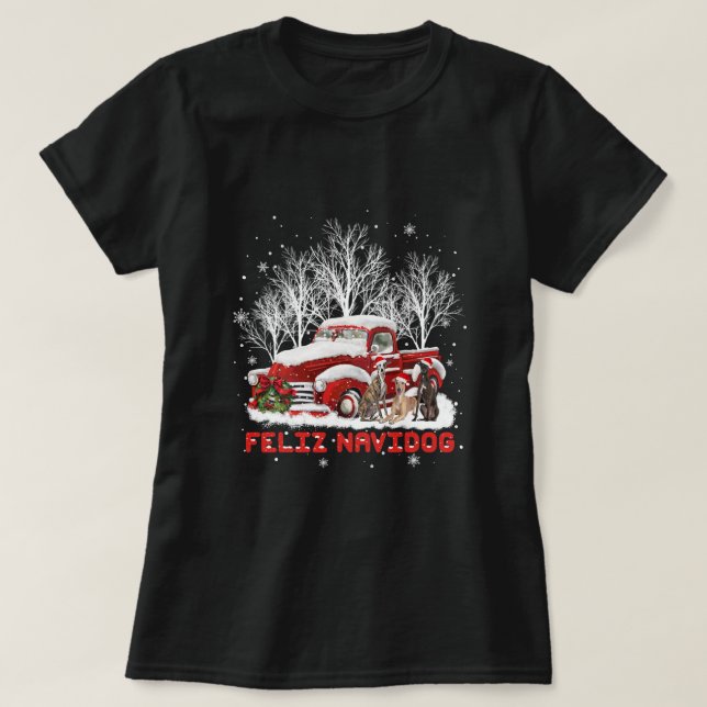 T-shirt Feliz Navidog Greyhound Christmas Dog Lovers (Design devant)