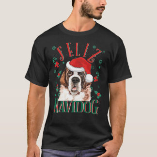T-shirt Feliz Navidog mignonne Saint Bernard Chien portant