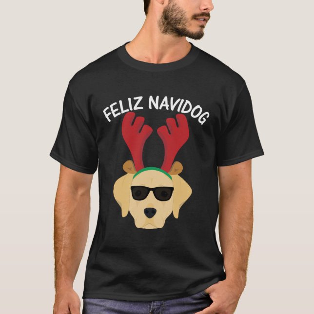 T-shirt Feliz Navidog Navidad Labrador Retriever Noël (Devant)