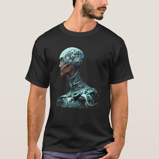 T-shirt Female Robot Sci Fi Cyborg Unique Futuristic Digit (Devant)