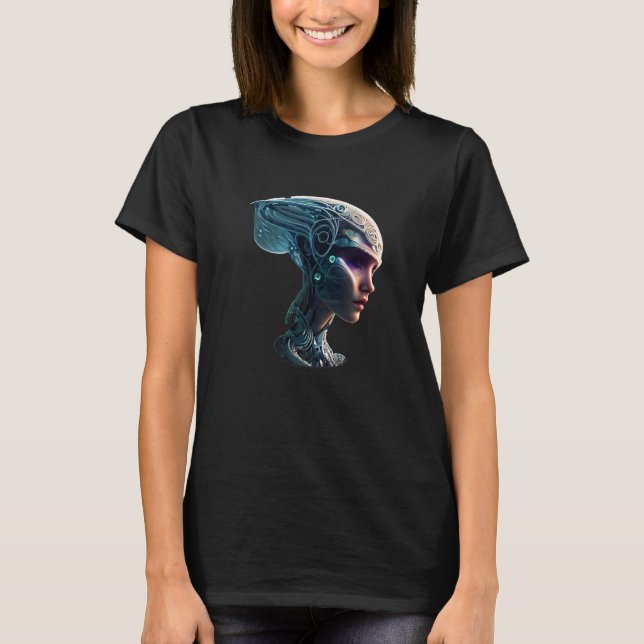 T-shirt Female Robot Sci Fi Cyborg Unique Futuristic Digit (Devant)