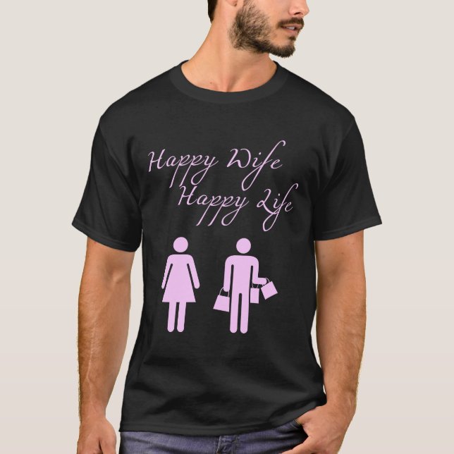 T-shirt Femelle heureuse de la vie d'épouse heureuse (Devant)