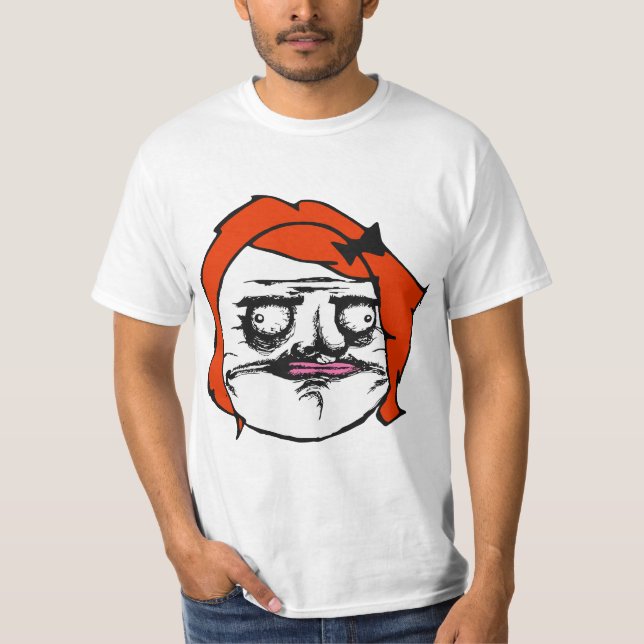 T-shirt Femelle rouge je visage comique Meme de rage de (Devant)