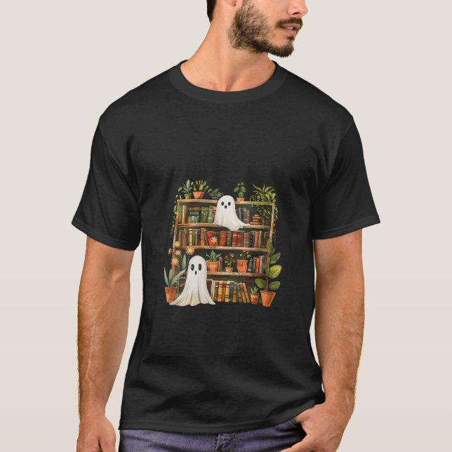 T-shirt Femens Cute Librarian Éffrayant Ghost Librairies P (Devant)