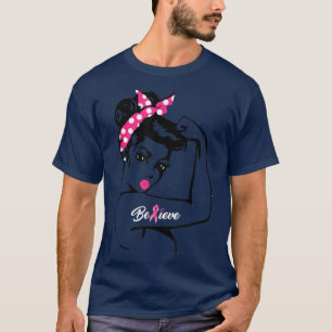T-shirt Femens Messy bun porter guerrier rose cancer du se