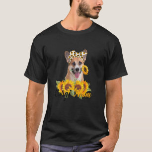 T-shirt Femens Pembroke Welsh Corgi Maman Sunflower Summer