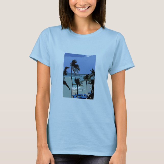 T-shirt féminin de Abstraite Hawaiian Beach (Devant)