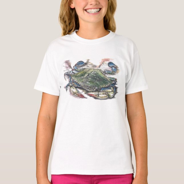 T-shirt féminin de crabe bleu (Devant)