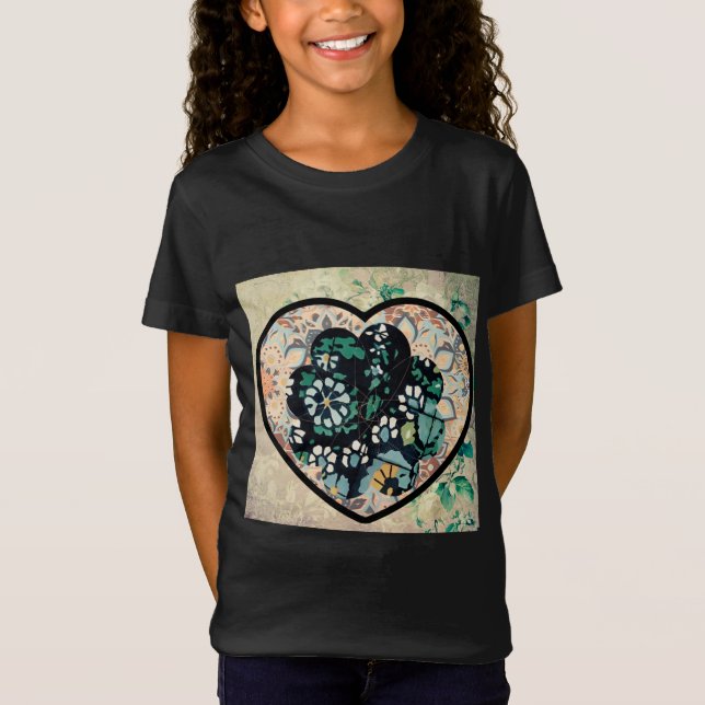 T-shirt féminin de style rétro Feminine Heart Art (Devant)