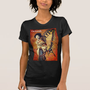 T-shirt féminin Geisha, papillon vintage