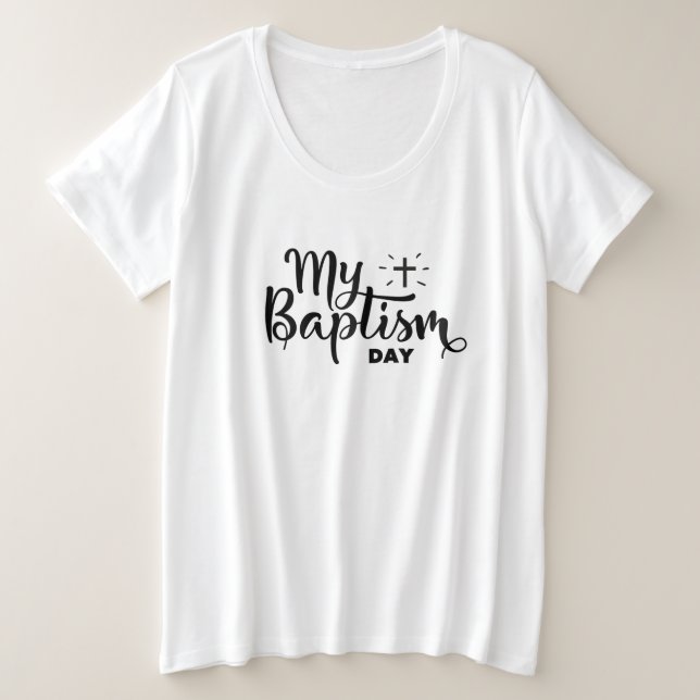 T-shirt féminin plus taille Baptême (Design devant)