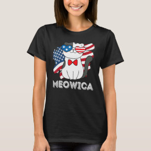 T-shirt Femme 14 juillet Grande Drapeau Américain Chat Mig