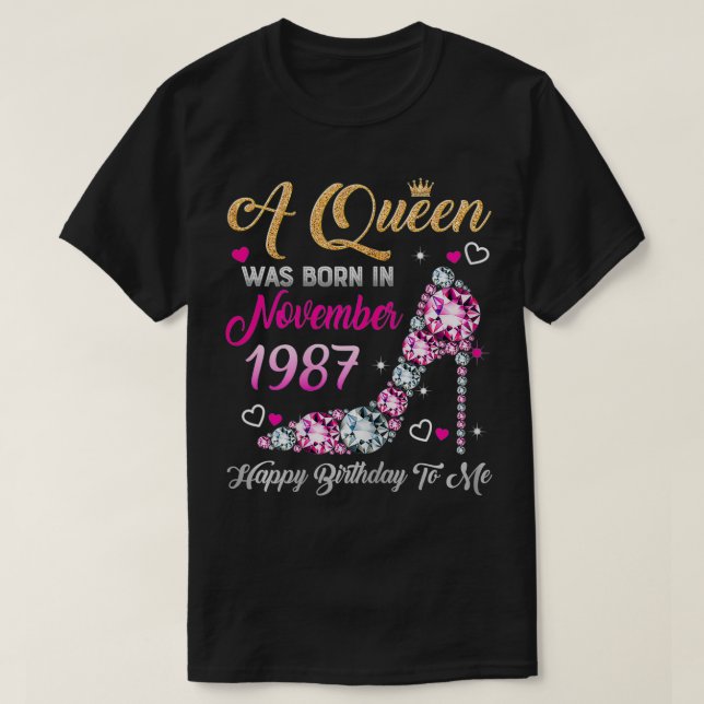 T-shirt Femme 33 Anniversaire Reine Novembre 1987 Bonne na (Design devant)