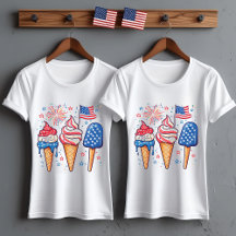 T-shirt femme 4 juillet crème glacée