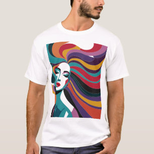 T-shirt Femme Abstraite colorée aux cheveux gonflables
