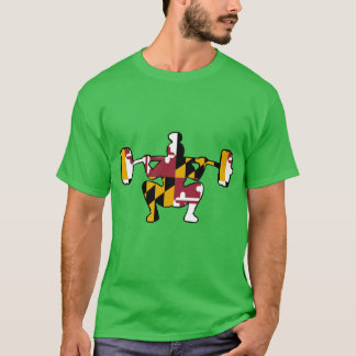 T-shirt Femme accroupie Drapeau du Maryland