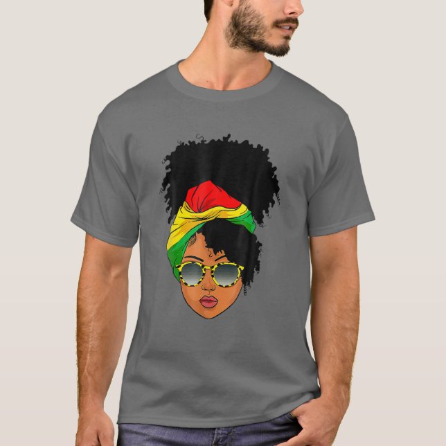 T-shirt Femme Afro foulard Nubian Melanin Popping noir (Devant)