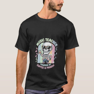 T-shirt Femme Alimentée Par Café Passion Kawaii Skeleton M