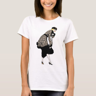 T-shirt Femme Art Déco Vintage en veste imprimé léopard