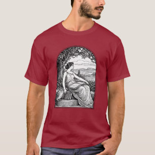 T-shirt Femme Art nouveau lisant sous un arbre d'époque