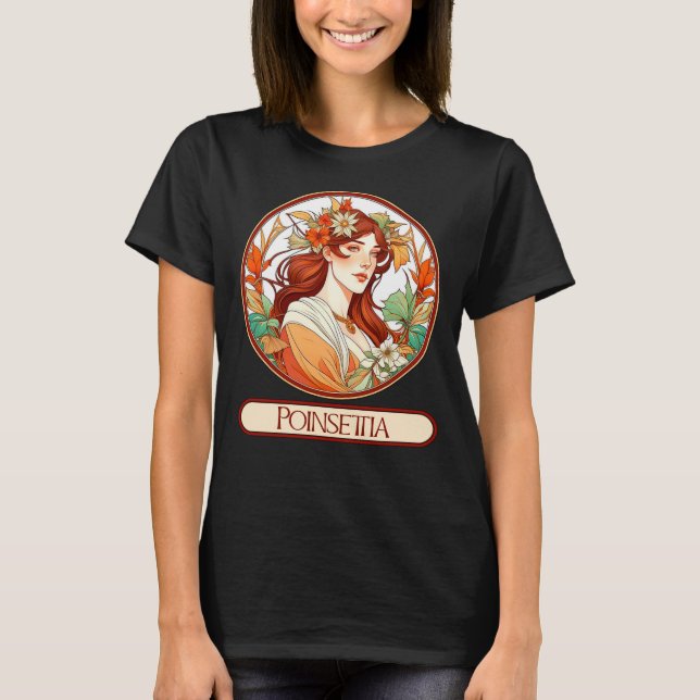 T-shirt Femme Art Nouveau Poinsettia (Devant)