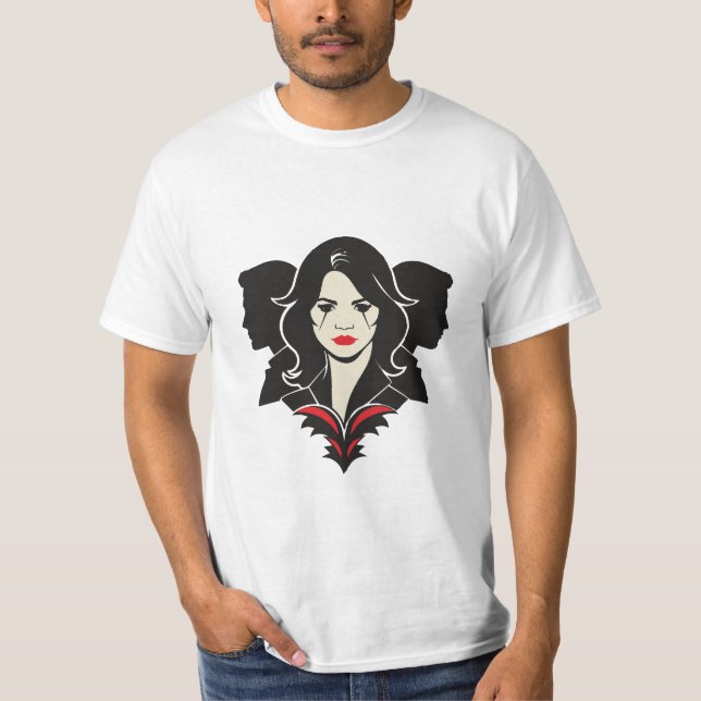 T-shirt Femme au centre et deux hommes sur ses côtés (Devant)