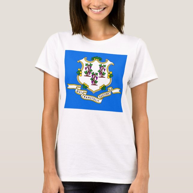 T-shirt femme avec drapeau de l'État du Connecticu (Devant)