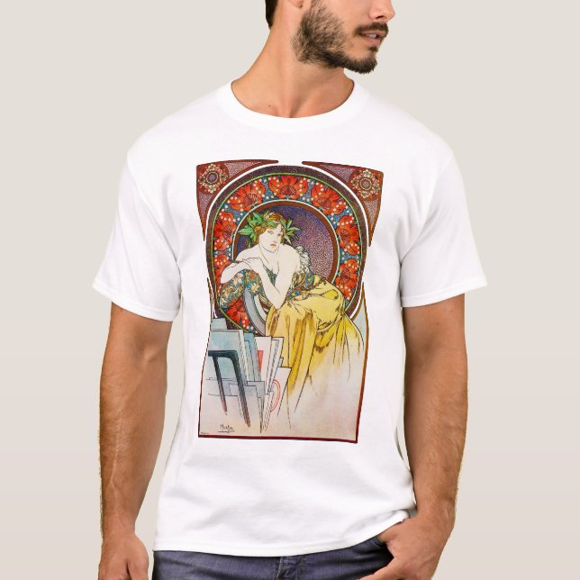 T-shirt Femme avec du pavot, Mucha (Devant)