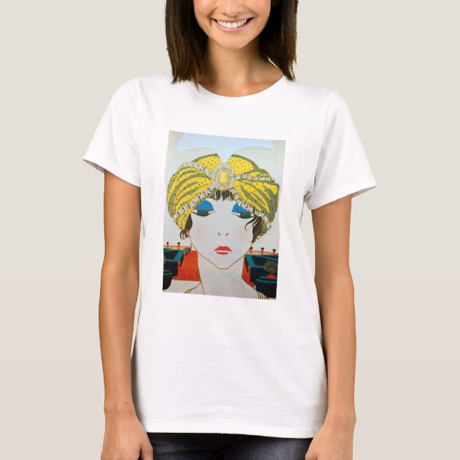 T-shirt FEMME AVEC TURBAN JAUNE ORIENTAL / Mode Beauté (Devant)