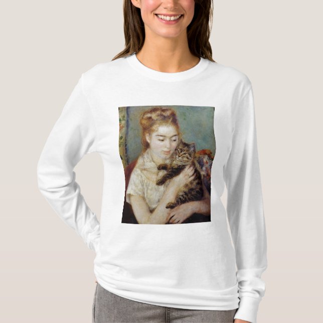 T-shirt Femme avec un chat par Pierre-Auguste Renoir (Devant)