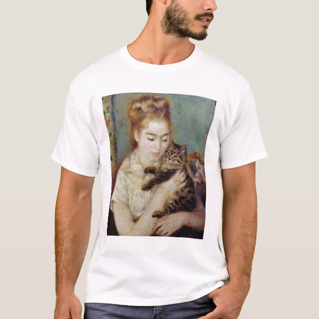 T-shirt Femme avec un chat par Pierre-Auguste Renoir (Devant)