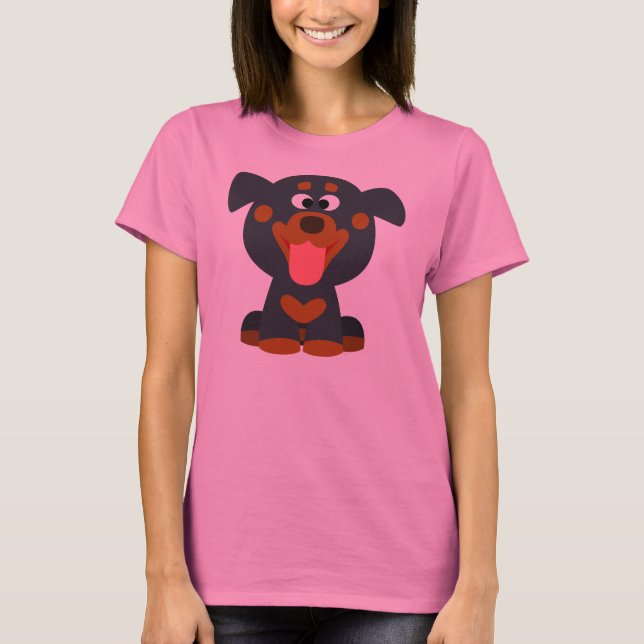 T-shirt Femme Bébé Rottweiler Carton mignon (Devant)