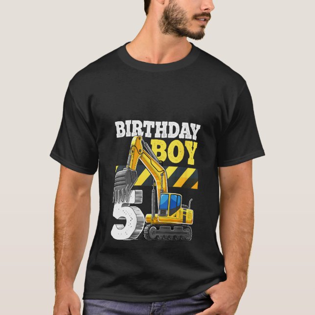 T-shirt Femme Birthday Boy 5e anniversaire Excavator Const (Devant)