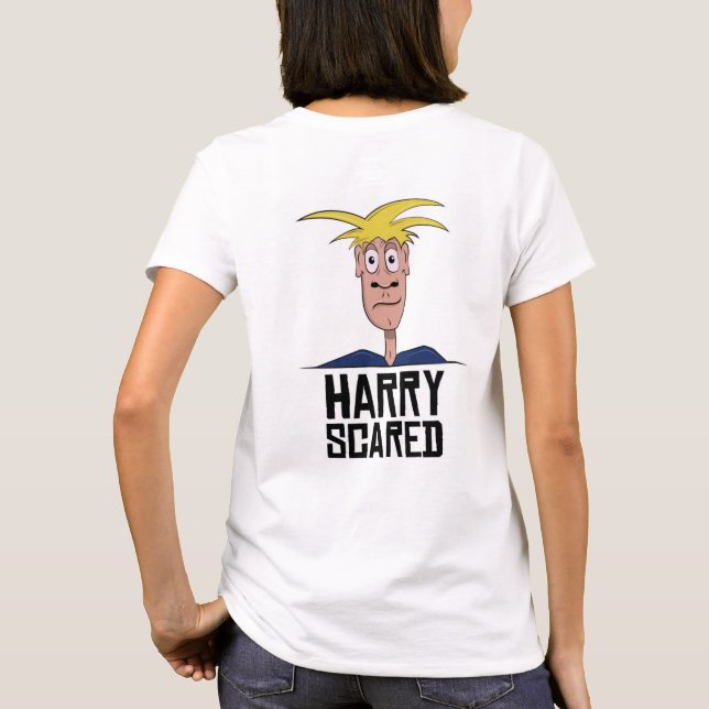 T-shirt femme blanche effrayée Harry (Dos)