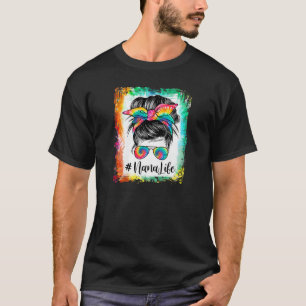 T-shirt Femme Bleached Nana Life Messy Bun Cheveux Sunglas