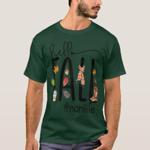 T-shirt Femme Bonjour automne Noni Life mignonne halloween