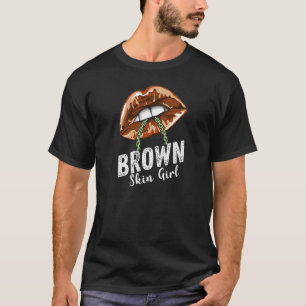 T-shirt Femme Brown Skin Girl Black Queen Melanin Poppin
