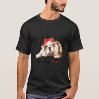 T-shirt Femme Bulldog Maman Chien Bandana Animal Lover Cad