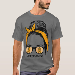 T-shirt Femme Bun Orange Ribbon Sunglass Survivante Leukem