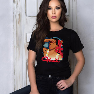 T-shirt Femme Caraïbe Haïtienne Rouge Voyage