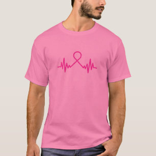 T-shirt Femme Cardiaque Beat rose Ruban Cancer du sein Pri