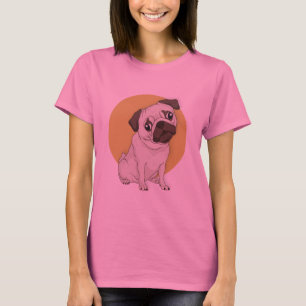 T-shirt femme Carlin mignon tiré à la main