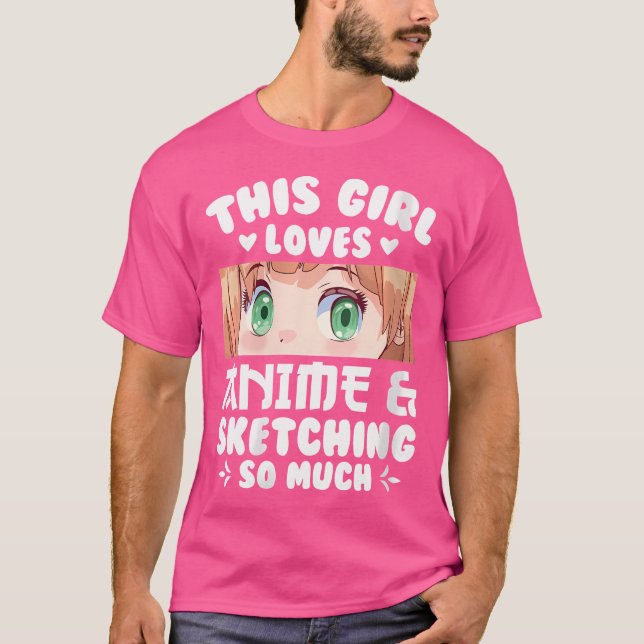 T-shirt Femme Cette Fille Aime L'Anime Sketching Tellement (Devant)