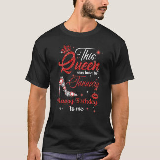 T-shirt Femme Cette Reine Est Née En Janvier Joyeux Annive
