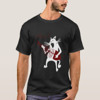 Femme Chat Jouer Poisson Bone Guitare Rock Et Roll